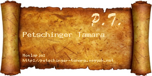 Petschinger Tamara névjegykártya